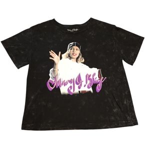 Mary J. Blige Womens XL Black Graphic Crop Tee
